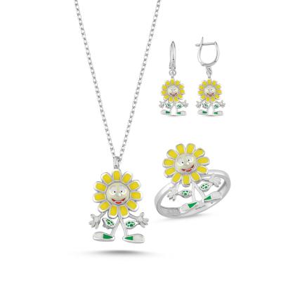 Ayçiçeği Rodyum Kaplama Gümüş Takım 1008