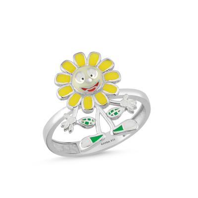 Ayçiçeği Rodyum Kaplama Gümüş Yüzük 508