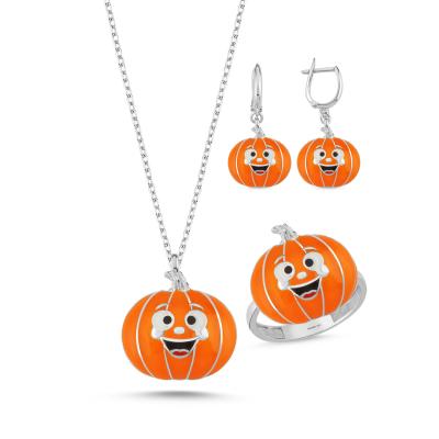 Balkabağı Rodyum Kaplama Gümüş Takım 1078