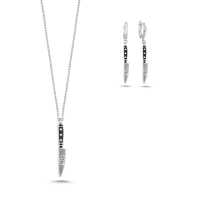 Bıçak Rodyum Kaplama Gümüş Takım 1152