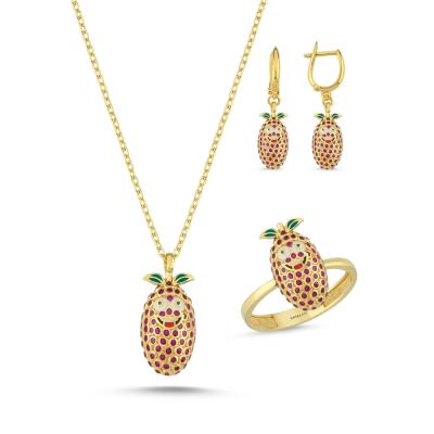 Böğürtlen Altın Kaplama Gümüş Takım 1139