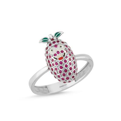 Böğürtlen Rodyum Kaplama Gümüş Yüzük 630