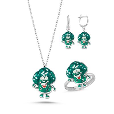 Brokoli Rodyum Kaplama Gümüş Takım 1028