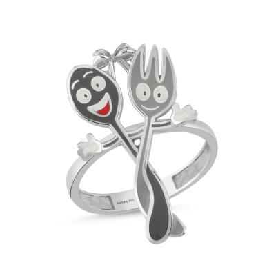 Çatal Kaşık Rodyum Kaplama Gümüş Yüzük 506