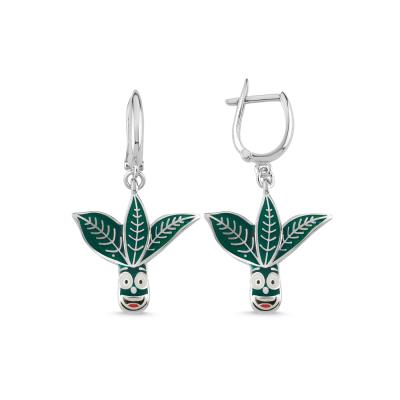 Çay Rodyum Kaplama Gümüş Küpe 154