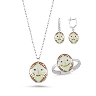 Ceviz Rodyum Kaplama Gümüş Takım 1128