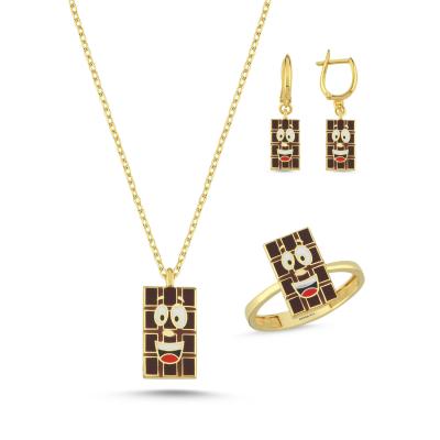 Çikolata Altın Kaplama Gümüş Takım 1115