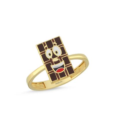 Çikolata Altın Kaplama Gümüş Yüzük 605