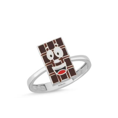 Çikolata Rodyum Kaplama Gümüş Yüzük 606