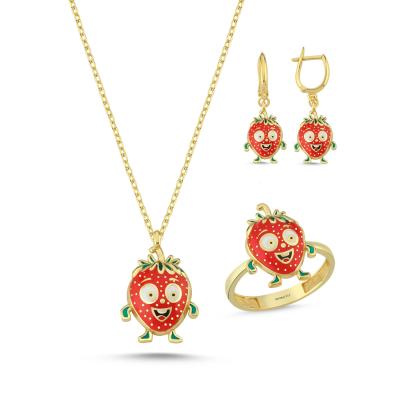 Çilek Altın Kaplama Gümüş Takım 1081