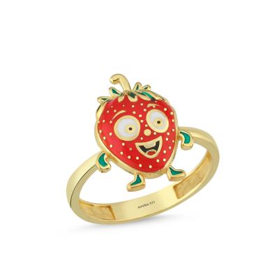 Çilek Altın Kaplama Gümüş Yüzük 581
