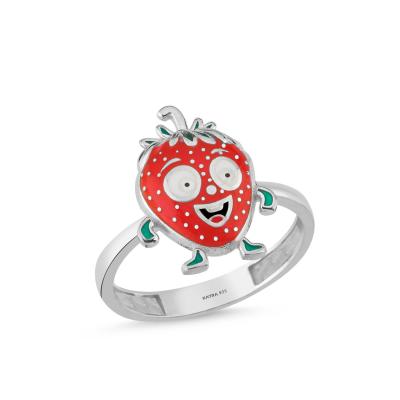 Çilek Rodyum Kaplama Gümüş Yüzük 582