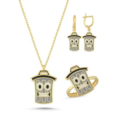 Çöp Tenekesi Altın Kaplama Gümüş Takım 1155