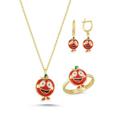 Domates Altın Kaplama Gümüş Takım 1057