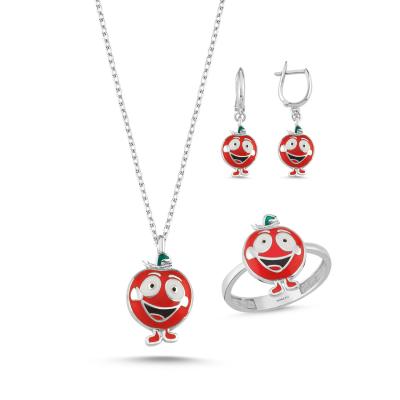 Domates Rodyum Kaplama Gümüş Takım 1058