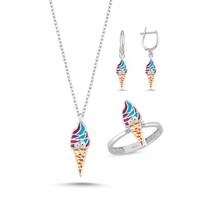 Dondurma Rodyum Kaplama Gümüş Takım 1120