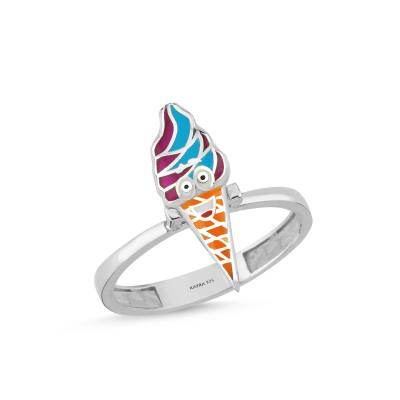 Dondurma Rodyum Kaplama Gümüş Yüzük 610