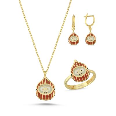 Fındık Altın Kaplama Gümüş Takım 1091