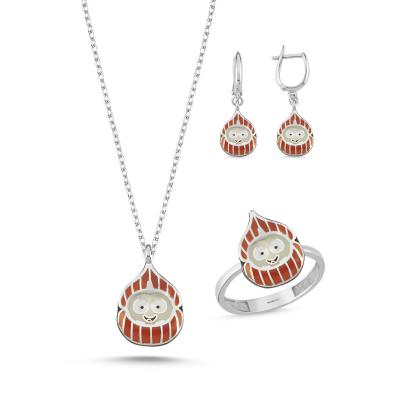 Fındık Rodyum Kaplama Gümüş Takım 1092