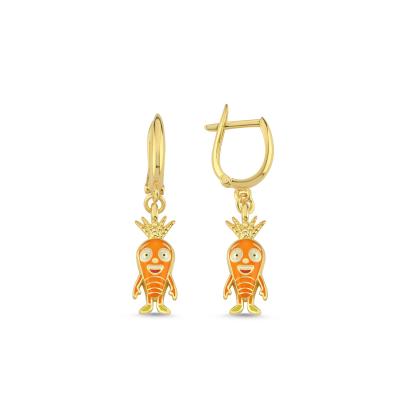 Havuç  Altın Kaplama Gümüş Küpe 11