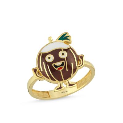 Hindistan cevizi Altın Kaplama Gümüş Yüzük 587