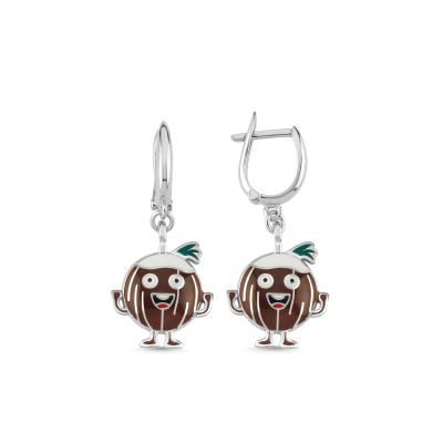 Hindistan Cevizi Rodyum Kaplama Gümüş Küpe 188