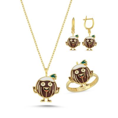 Hindistan CeviziAltın Kaplama Gümüş Takım 1087