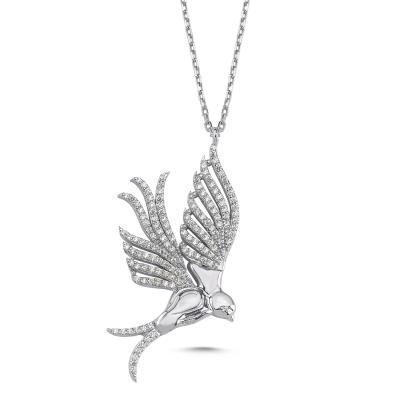 Hüma Kuşu Beyaz Altın Kaplama Kolye HM3000
