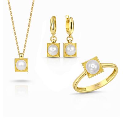 İnci Altın Kaplama Gümüş Takım INC01