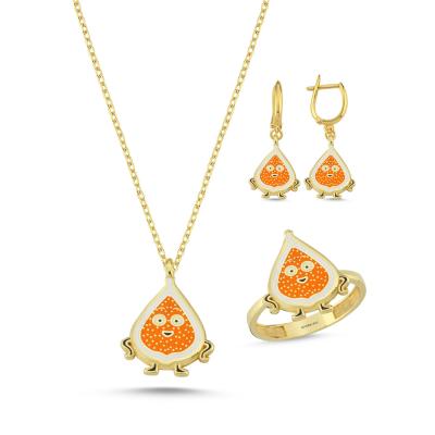 İncir Altın Kaplama Gümüş Takım 1089