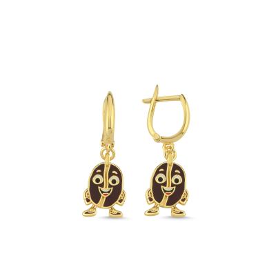 Kahve  Altın Kaplama Gümüş Küpe 201