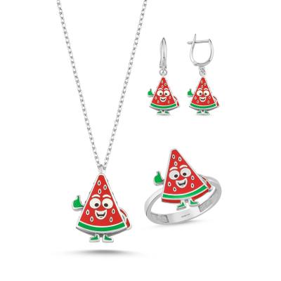 Karpuz Rodyum Kaplama Gümüş Takım 1124