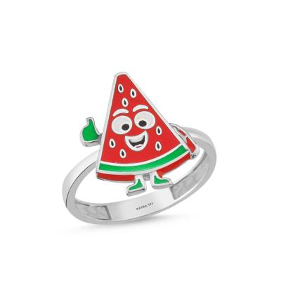 Karpuz Rodyum Kaplama Gümüş Yüzük 614