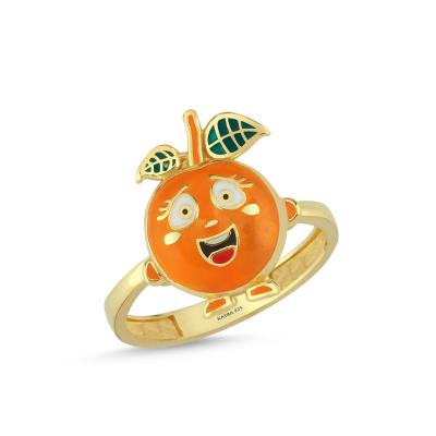 Kayısı Altın Kaplama Gümüş Yüzük 585