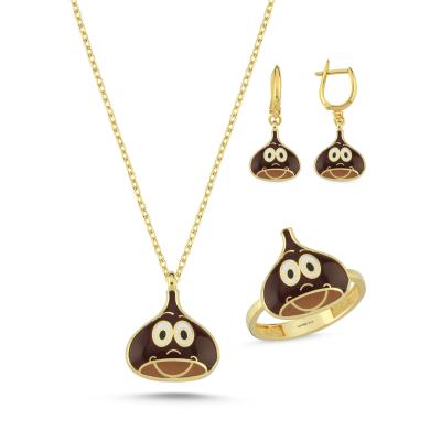 Kestane Altın Kaplama Gümüş Takım 1043