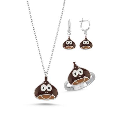 Kestane Rodyum Kaplama Gümüş Takım 1044