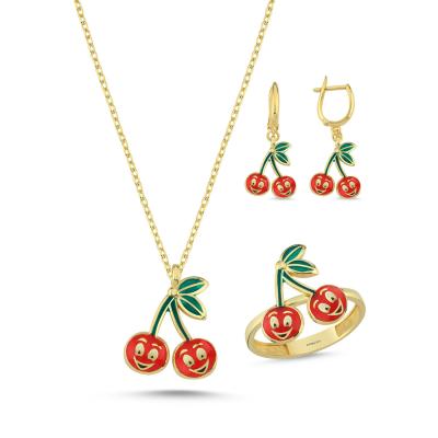 Kiraz Altın Kaplama Gümüş Takım 1093