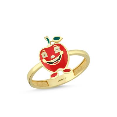 Kırmızı Elma Altın Kaplama Gümüş Yüzük 561