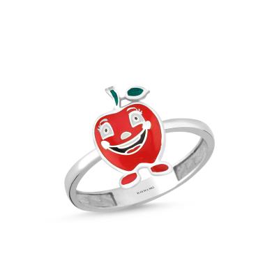 Kırmızı Elma Rodyum Kaplama Gümüş Yüzük 562