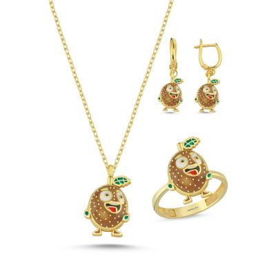 Kivi Altın Kaplama Gümüş Takım 1125