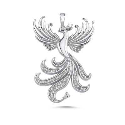 Kraliçe Anka Kuşu Beyaz Altın Kaplama Kolye Ucu SP77