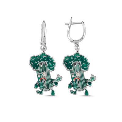 Maydanoz  Rodyum  Kaplama Gümüş Küpe 224