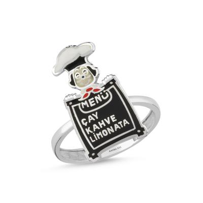 Menü Rodyum Kaplama Gümüş Yüzük 504