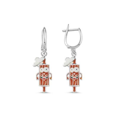 Merdane Rodyum Kaplama Gümüş Küpe 222