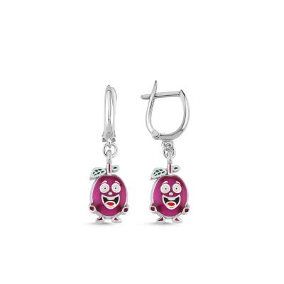 Mürdüm Rodyum Kaplama Gümüş Küpe 172