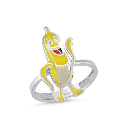 Muz Rodyum Kaplama Gümüş Yüzük 574