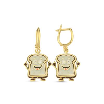 Tost Ekmeği Altın Kaplama Gümüş Küpe 165