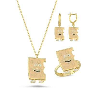 Peynir Altın Kaplama Gümüş Takım 1041