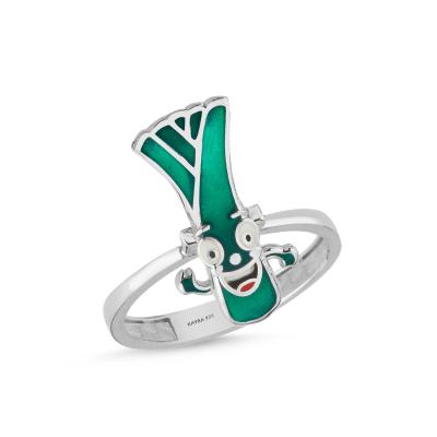 Pırasa Rodyum Kaplama Gümüş Yüzük 546