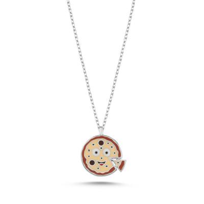 Pizza Altın Kaplama Gümüş Kolye 36